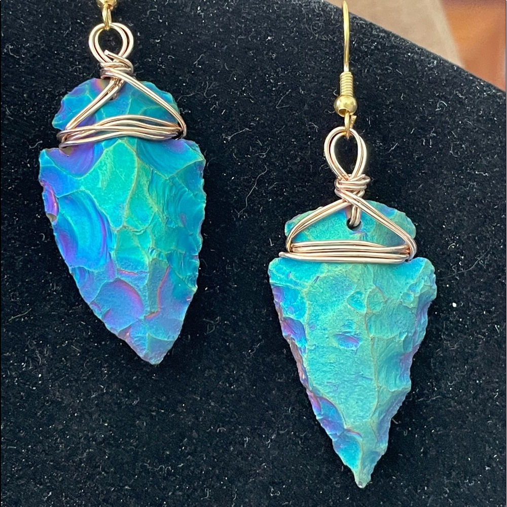 Iridescent Arrowhead Earrings